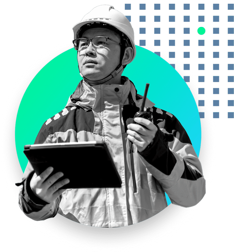 Person holding a tablet device